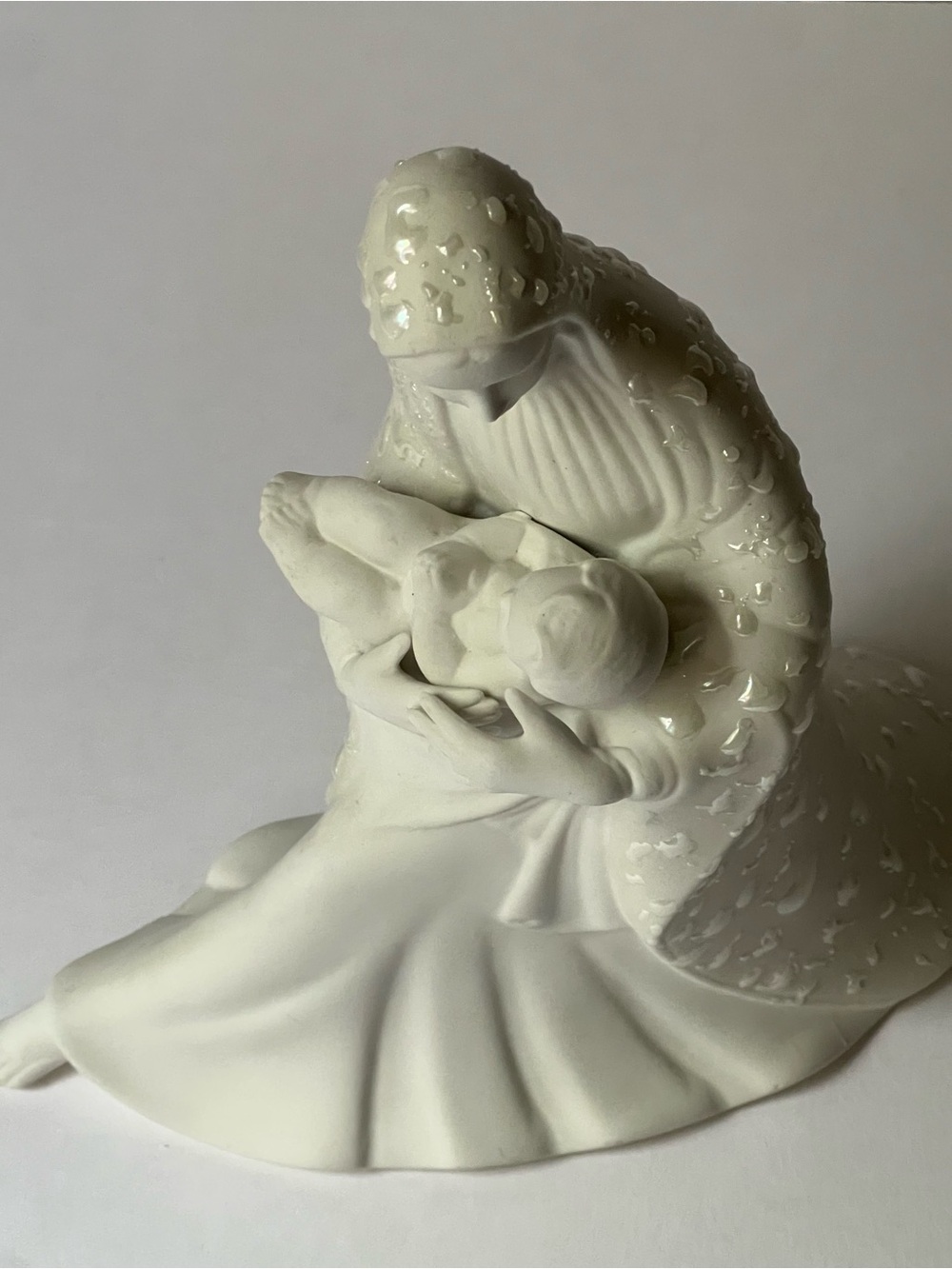 Vintage Holland Mold of Mary holding baby Jesus bisque porcelain masterpiece.